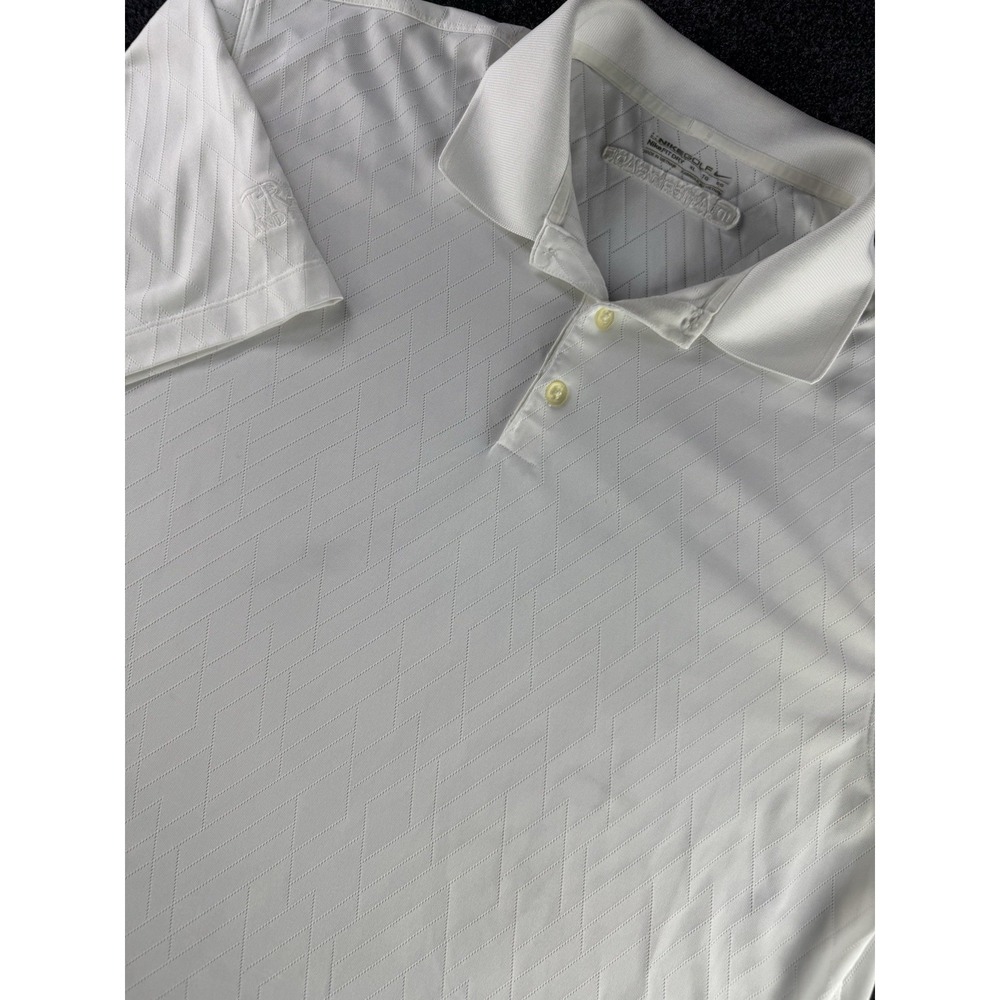 Nike Golf‎ Polo XL Travel Transport Logo White Dri Fit Shirt Mens